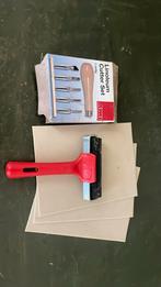 Linoleum set met roller en 3 stukjes linoleum, Ophalen of Verzenden, Zo goed als nieuw
