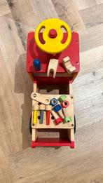 Houten Klusauto met Toeter, Ophalen, Gebruikt, Knutselen, Met geluid