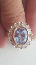 Schitterende gouden ring met topaas en diamant 9 karaats, Sieraden, Tassen en Uiterlijk, Ringen, Verzenden, Zo goed als nieuw