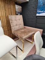 Mooie eetstoel met gouden poten( taupe kleur met goud poten, Overige kleuren, Baranmeubels@gmail.com, Ophalen of Verzenden, Zo goed als nieuw