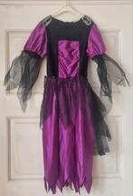 Heksenjurk verkleedjurk maat  122 / 128 fuchsia met zwart, Kinderen en Baby's, Carnavalskleding en Verkleedspullen, Ophalen of Verzenden