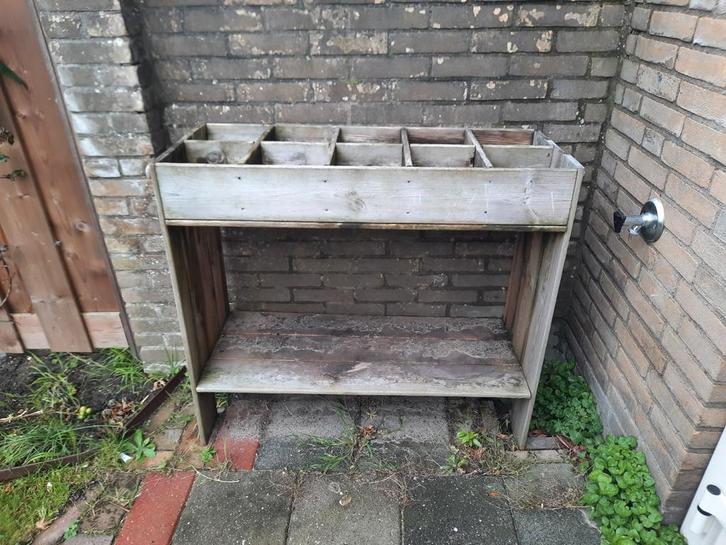 Houten plantenbak met vakken, Tuin en Terras, Bloembakken en Plantenbakken, Gebruikt, Hout, Binnen, Balkon, Tuin, 60 cm of meer