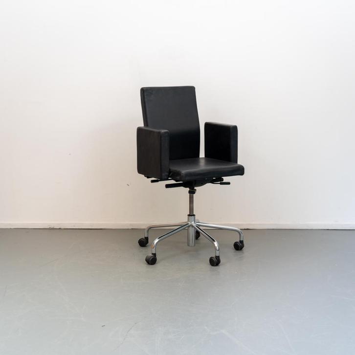 Bulo Pub&Hub bureaustoel Zwart Leer, Huis en Inrichting, Bureaustoelen, Zo goed als nieuw, Bureaustoel, Zwart, Ophalen of Verzenden