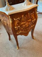Marqueterie gebogen commode met marmer blad, Ophalen