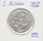 Mooie Wilhelmina 1 gld 1907 zfr., Postzegels en Munten, Munten | Nederland, 1 gulden, Zilver, Ophalen of Verzenden, Koningin Wilhelmina