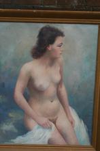 Groot schilderij Willy Zandvliet (1926 - 1982) zittend naakt, Antiek en Kunst, Ophalen of Verzenden
