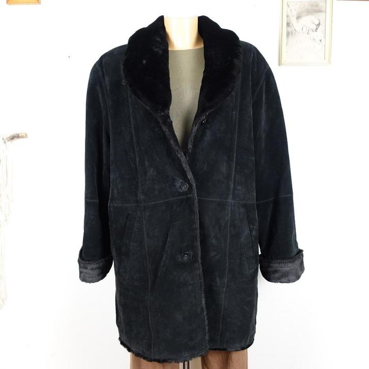 Cianelli zwart echt leer shearling-stijl jas Sz 42, Kleding | Dames, Jassen | Winter, Zo goed als nieuw, Maat 42/44 (L), Zwart