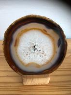 Unieke agaat kandelaar, Gebruikt, Wit, Ophalen of Verzenden, Hout