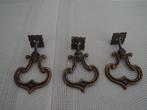 Drie ouderwetse koperen (lade) lknopjes, Antiek en Kunst, Ophalen of Verzenden