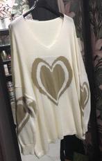 Nieuwe dames trui goud beige wit hart 1 maat grote maat, Ophalen of Verzenden, Nieuw, Wit, Trui of Vest
