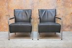 ZGAN! 2 grijze leren Bert Plantagie Class design fauteuils, Design, Bert plantagie, 75 tot 100 cm, Ophalen of Verzenden