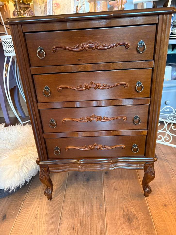 Mooie houten ladekast met 4 lades, Huis en Inrichting, Kasten | Ladekasten, Gebruikt, Minder dan 100 cm, Minder dan 50 cm, 25 tot 50 cm