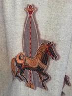 Verduisterend gordijn met paarden op een draaimolen, Gebruikt, Ophalen of Verzenden, 150 tot 200 cm, Overige kleuren