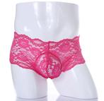 Heren roze kanten onderbroek boxer transparante mannen slip, Verzenden, Roze, Boxer