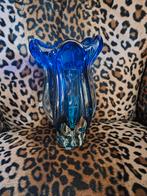 Vintage ROYAL GALLEY ART GLASS VASE Cobalt Blue, Green,Clear, Antiek en Kunst, Antiek | Glas en Kristal, Ophalen of Verzenden