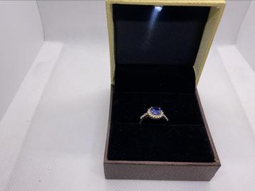 Ring goud met diamanten en tanzaniet  beschikbaar voor biedingen