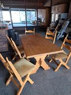 Zware eiken tafel met 5 mooie stoelen, Huis en Inrichting, Ophalen of Verzenden, Zo goed als nieuw