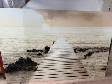 Glasplaat strand en zee groot beschikbaar voor biedingen