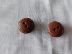 vintage leren knopen, plat, 2 stuks, ø 20 mm., Verzenden, Gebruikt, Knoop of Knopen