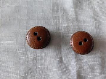 vintage leren knopen, plat, 2 stuks, ø 20 mm. beschikbaar voor biedingen