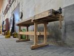 Vintage Houten Werkbank | Grote Industriele Bijzet Tafel, Huis en Inrichting, Minder dan 55 cm, Gebruikt, Ophalen of Verzenden