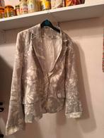 Linnen Blazer met Bloemenprint, Ophalen of Verzenden, Zo goed als nieuw, Maat 42/44 (L), Grijs