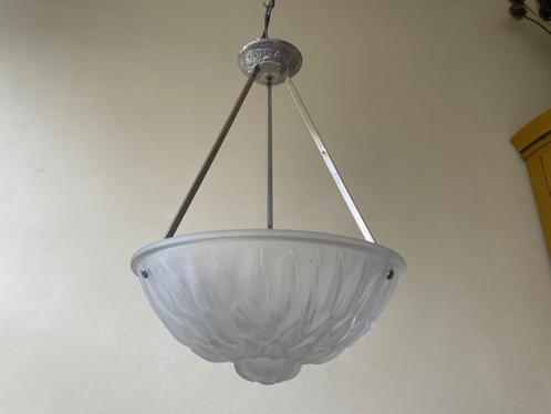 Schaallamp Lamp Hanglamp Plafondlamp art deco 1930 matglas, Antiek en Kunst, Antiek | Lampen, Ophalen of Verzenden