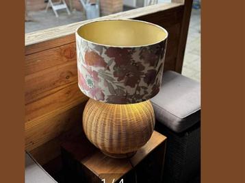 Vintage Boho rieten tafellamp beschikbaar voor biedingen