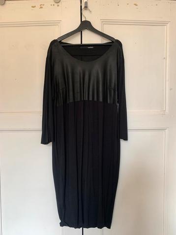 Studio Ruig zwart jurk met leer bovenstuk mt 44 XL