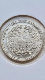 mooie 10 cent 1919 #1, Postzegels en Munten, Munten | Nederland, Zilver, Ophalen of Verzenden, 10 cent, Koningin Wilhelmina