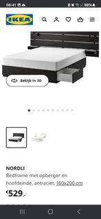 Nordli Ikea bed GRATIS 160x200, Huis en Inrichting, Slaapkamer | Bedden, 160 cm, Grijs, Ophalen of Verzenden, Zo goed als nieuw