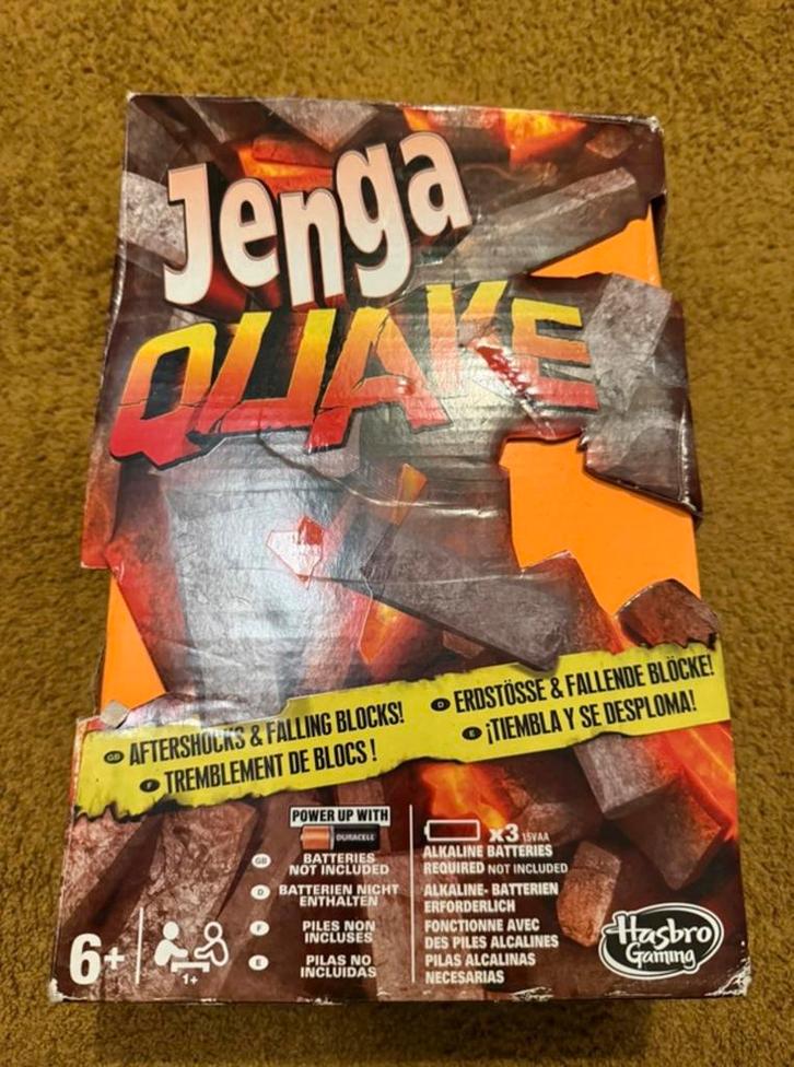 Jenga Quake - Elektrisch Torenspel, Hobby en Vrije tijd, Gezelschapsspellen | Bordspellen, Gebruikt, Een of twee spelers, Ophalen of Verzenden