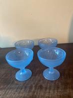 4 vintage Franse LUMINARC sorbet glazen blauw persglas, Antiek en Kunst, Antiek | Glas en Kristal, Ophalen of Verzenden