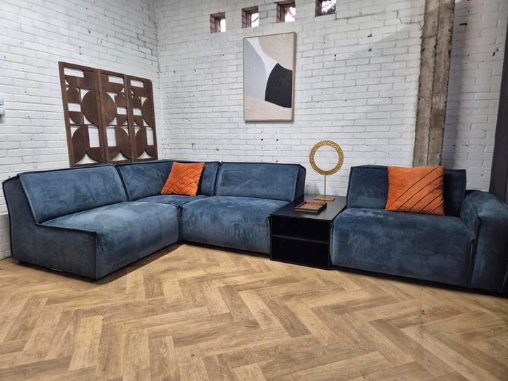 Hoekbank | Ribstof | Elementen, Huis en Inrichting, Banken | Bankstellen, Zo goed als nieuw, Vierpersoons of meer, 150 cm of meer
