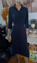 Leuke lange donkerblauwe jurk met stippen van Madness mt 38, Maat 38/40 (M), Ophalen of Verzenden, Gedragen, Onder de knie
