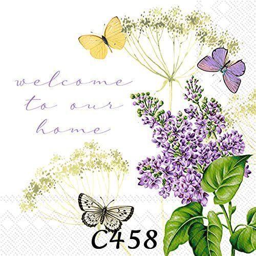 Servetten decoupage/bullet journal – bloemen + vlinders C458, Hobby en Vrije tijd, Knutselen, Nieuw, Materiaal, Verzenden