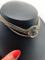 X224 Prachtige antieke zilveren ketting granaat, Sieraden, Tassen en Uiterlijk, Antieke sieraden, Ophalen of Verzenden, Zilver