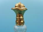 Parfumflesje met vergulde zilveren dop                   D39, Gebruikt, ., Ophalen of Verzenden, .