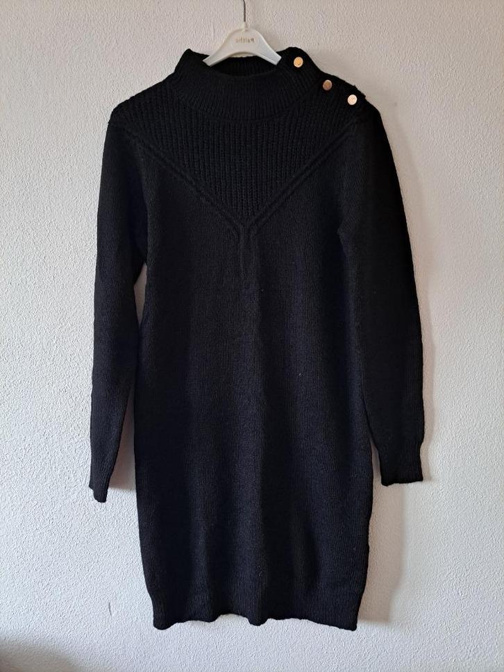 zwarte jurk maat s #1, Kleding | Dames, Jurken, Zo goed als nieuw, Maat 36 (S), Zwart, Onder de knie, Ophalen of Verzenden