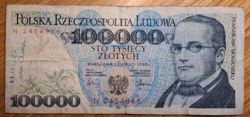 130# Polen 100.000 Zlotych 1990 P154, Postzegels en Munten, Bankbiljetten | Europa | Niet-Eurobiljetten, Polen, Ophalen of Verzenden