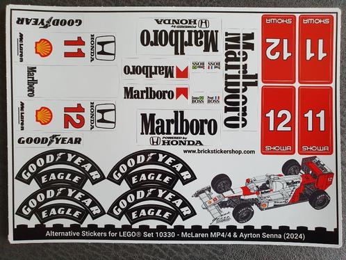 Stickervel voor Lego 10330 Ayrton Senna McLaren MP4/4 Nieuw, Kinderen en Baby's, Speelgoed | Bouwstenen, Nieuw, Overige merken