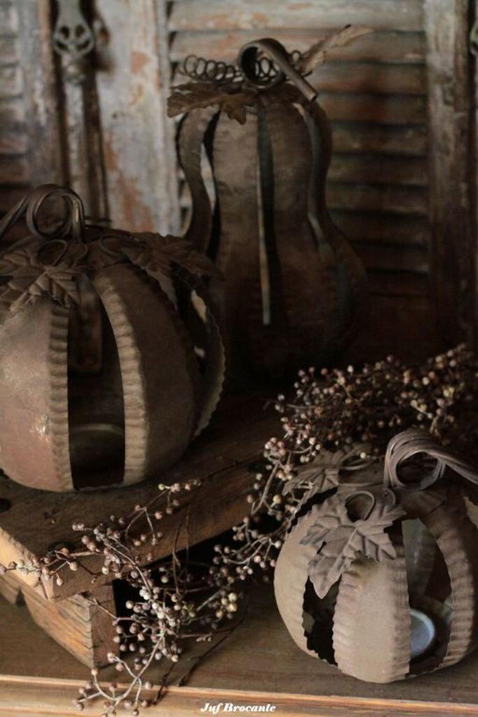 Metalen pompoen groot en klein, windlicht, stoer, flesmodel, Huis en Inrichting, Woonaccessoires | Overige, Nieuw, Ophalen of Verzenden