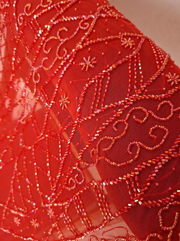 Prachtige Chiffon rode stola foulard, Overige typen, Ophalen of Verzenden, Zo goed als nieuw, Geen merk