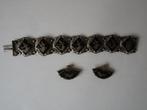 Antieke Niello-zilver armband en oorclips uit Thailand, Ophalen of Verzenden, Overige materialen, Armband