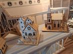 HOUTEN KERSTDORP MET VERLICHTING +HOUTEN KERSTSTEREN, Diversen, Kerst, Ophalen