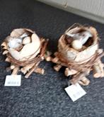 PASEN: 2 nieuwe vogelnestjes hout met vogeltje en eieren, Ophalen of Verzenden, Nieuw