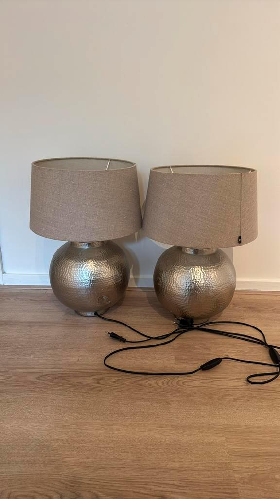 Zilveren lampen, Huis en Inrichting, Lampen | Tafellampen, Gebruikt, Minder dan 50 cm, Ophalen