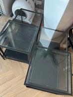 VITTSJÖ Bijzettafel, set van 2, zwartbruin/glas, 90x50, Huis en Inrichting, Tafels | Salontafels, Ophalen, 50 tot 100 cm, Rond