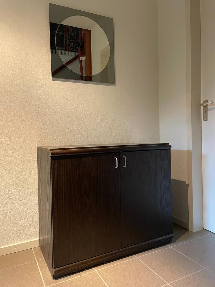 Vintage opbergkast – donker houtfineer, jaren ’70, Antiek en Kunst, Antiek | Meubels | Kasten, Ophalen