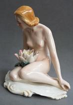 Om 1920-1945 Porseleinen Beeld Dame Naakt Karl ENS Porselein, Ophalen of Verzenden